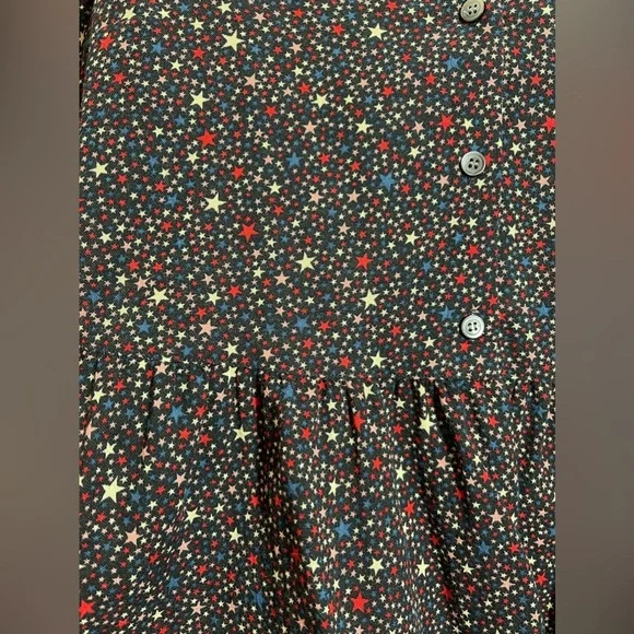 Madewell Studio Ruffle Hem Top in Dark Mediterranean Stars Size Medium - Picture 3 of 10